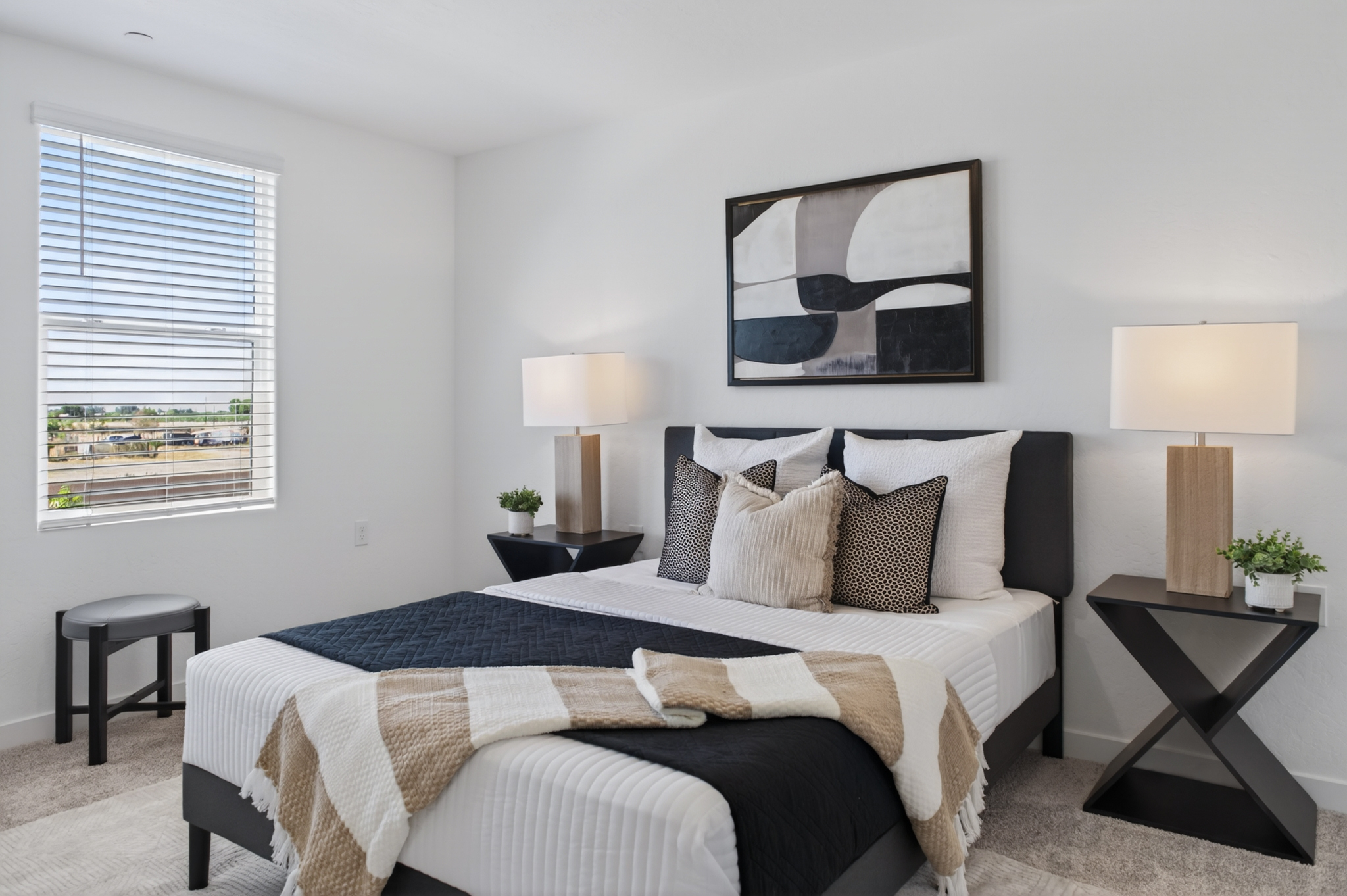 A bed in a room.