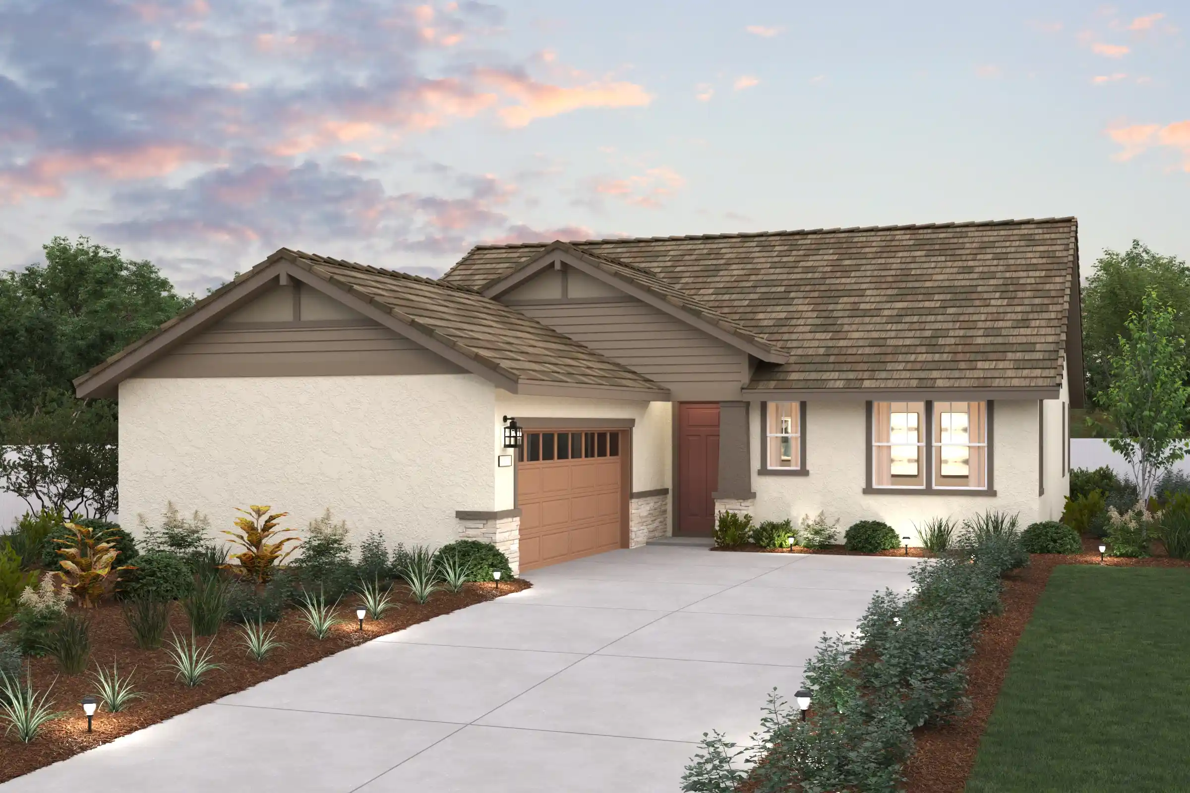 A house with a driveway.