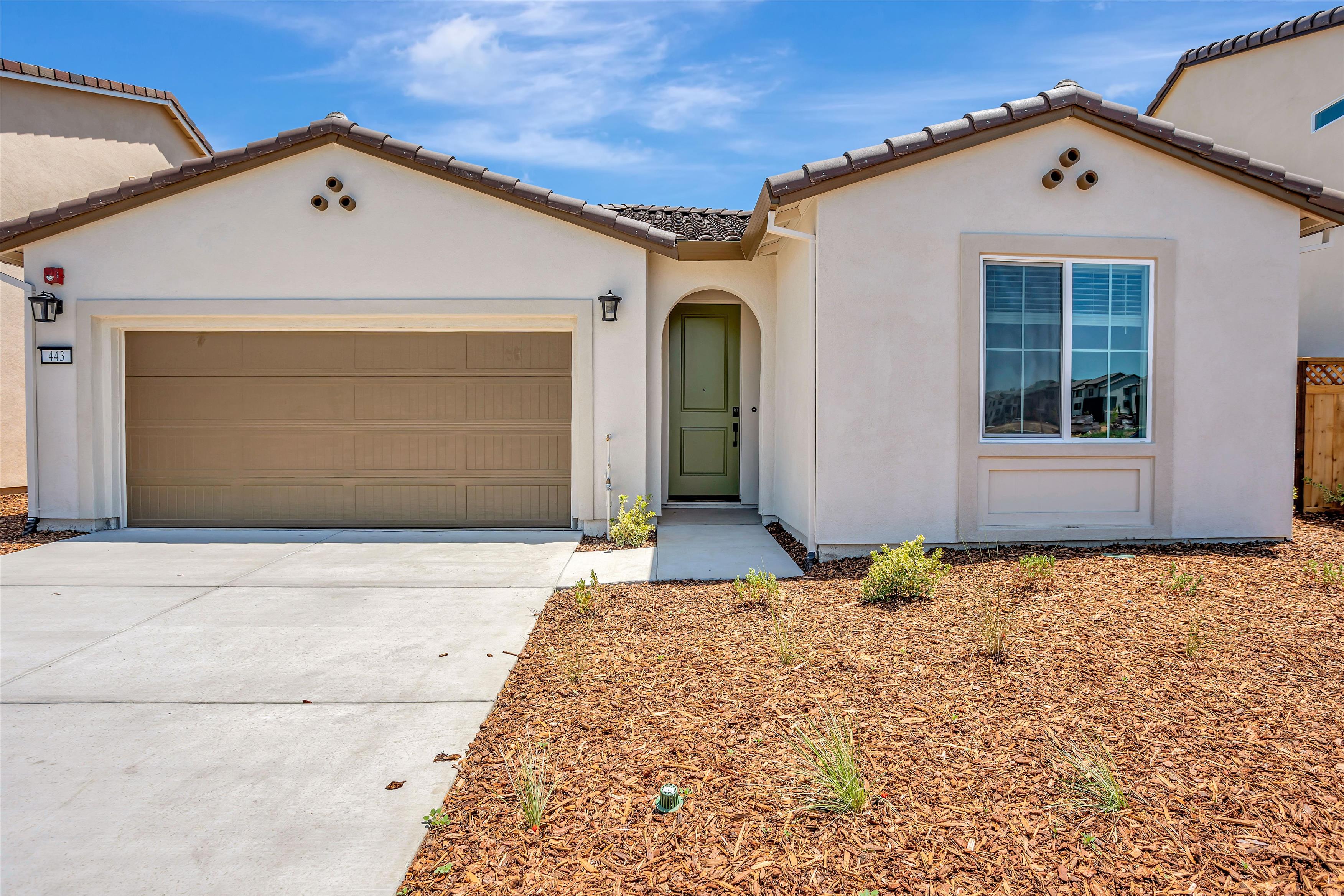 A house with a garage.