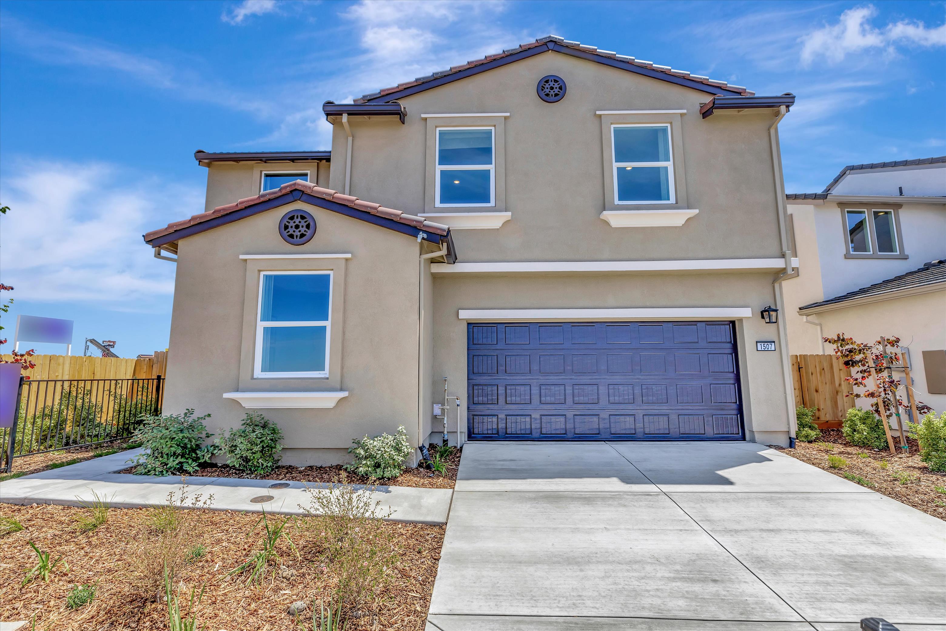 A house with a garage.
