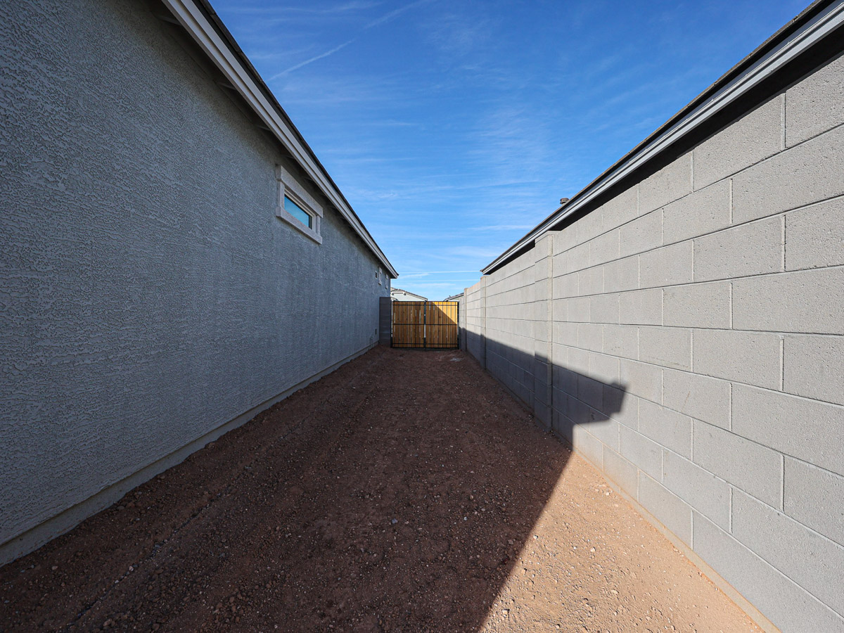 A path between two buildings.