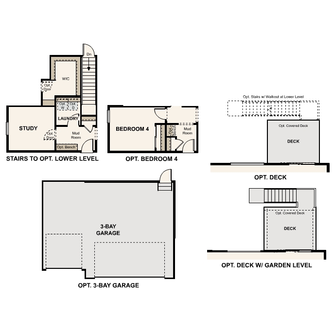 Diagram, engineering drawing. Cumberland Floorplan, Main Level Options