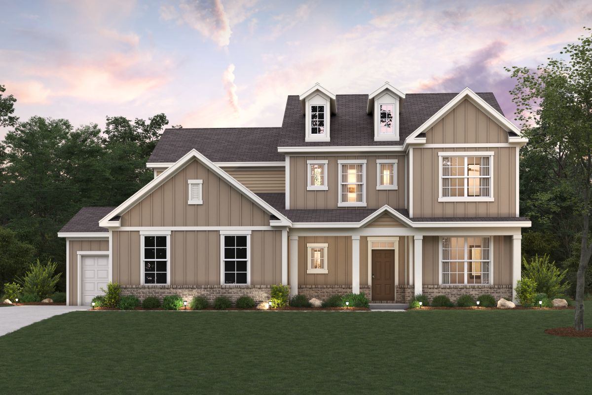 A house with a large front yard.