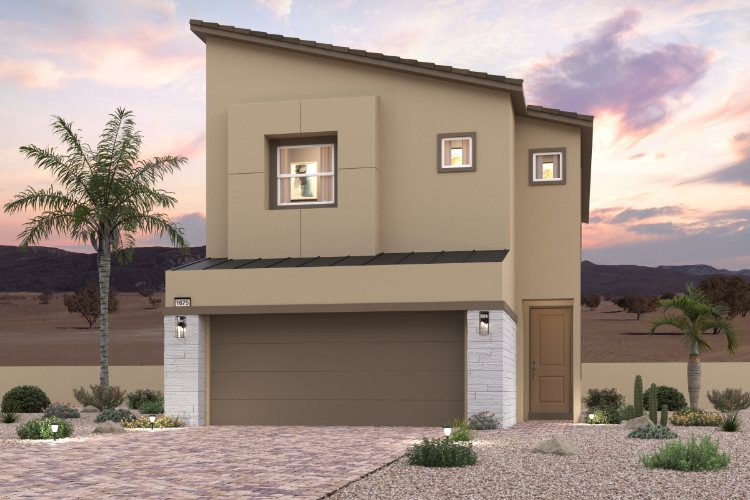 A house with palm trees.