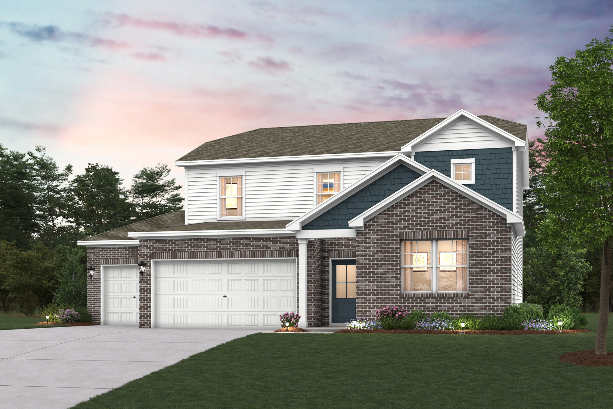 A house with a garage.