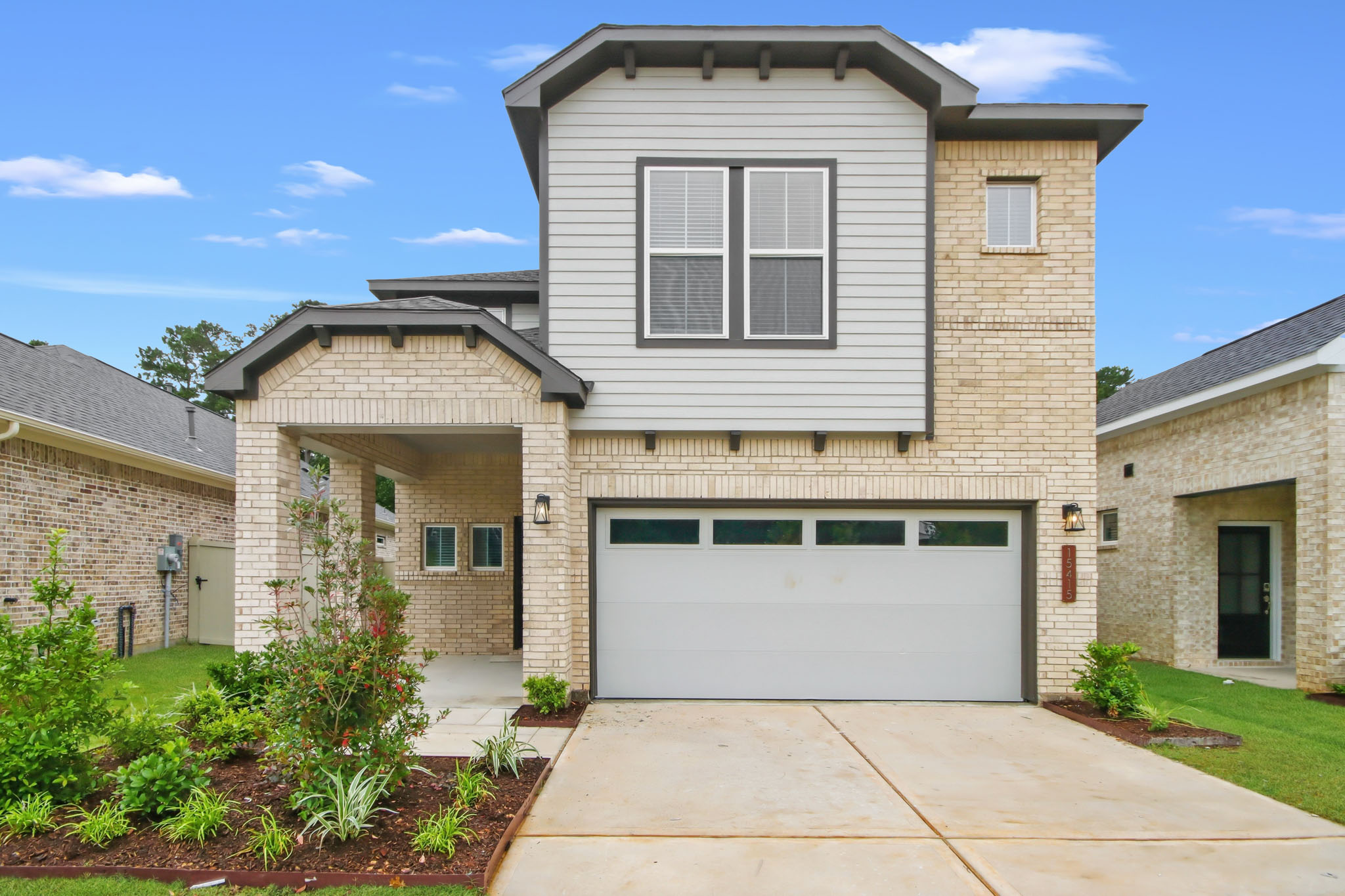 A house with a garage.
