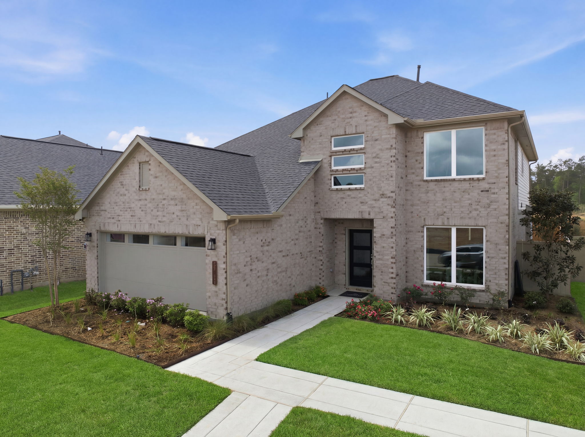 A house with a driveway.