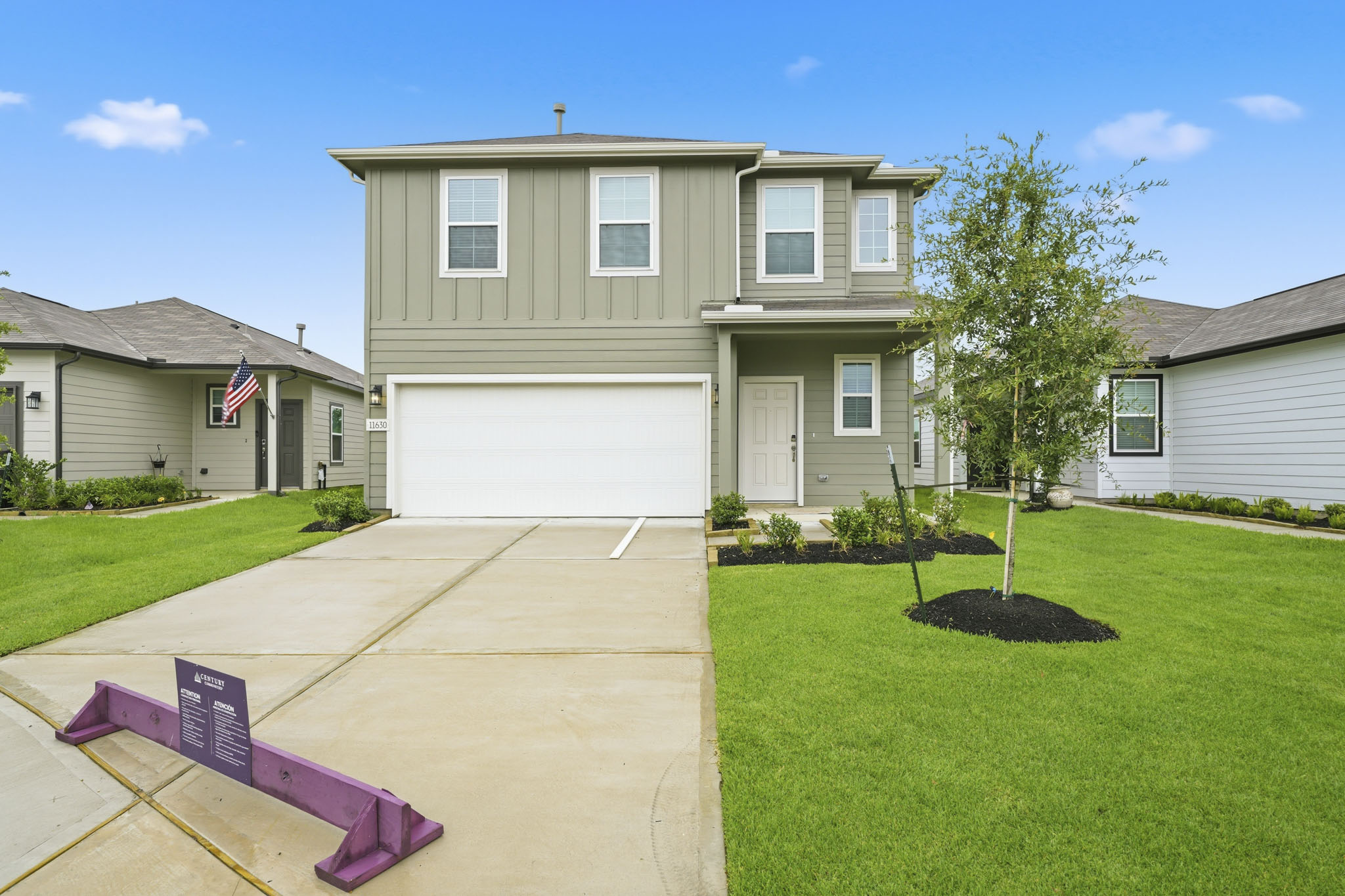 A house with a driveway.