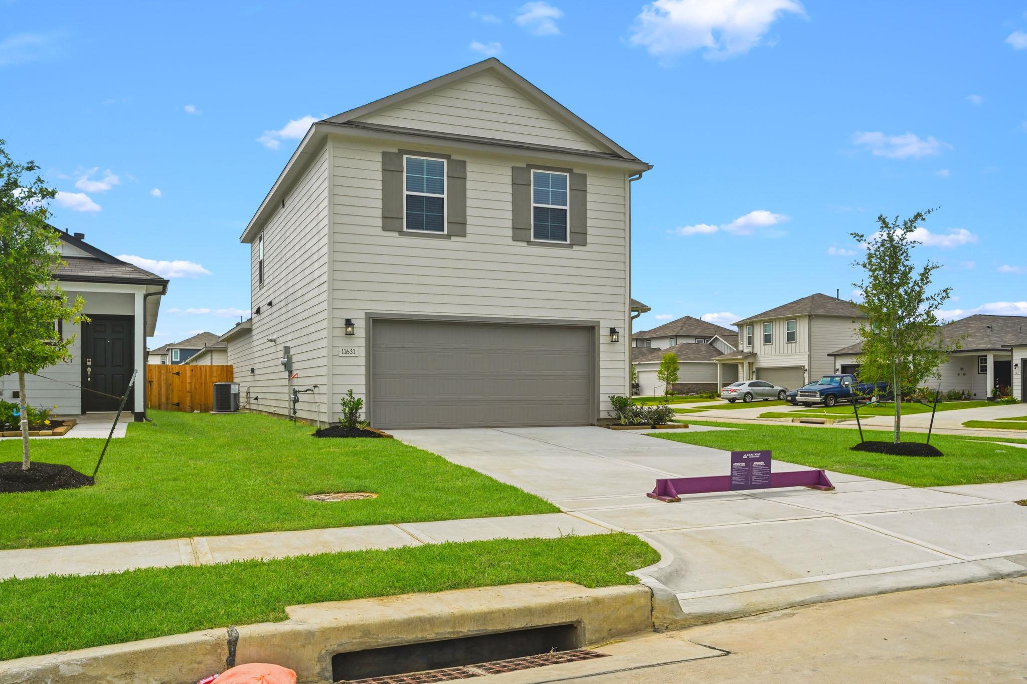 A house with a garage.