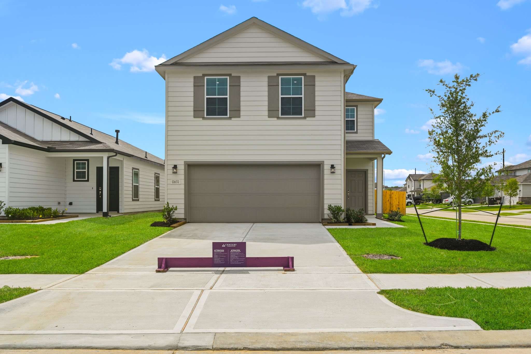 A house with a driveway.