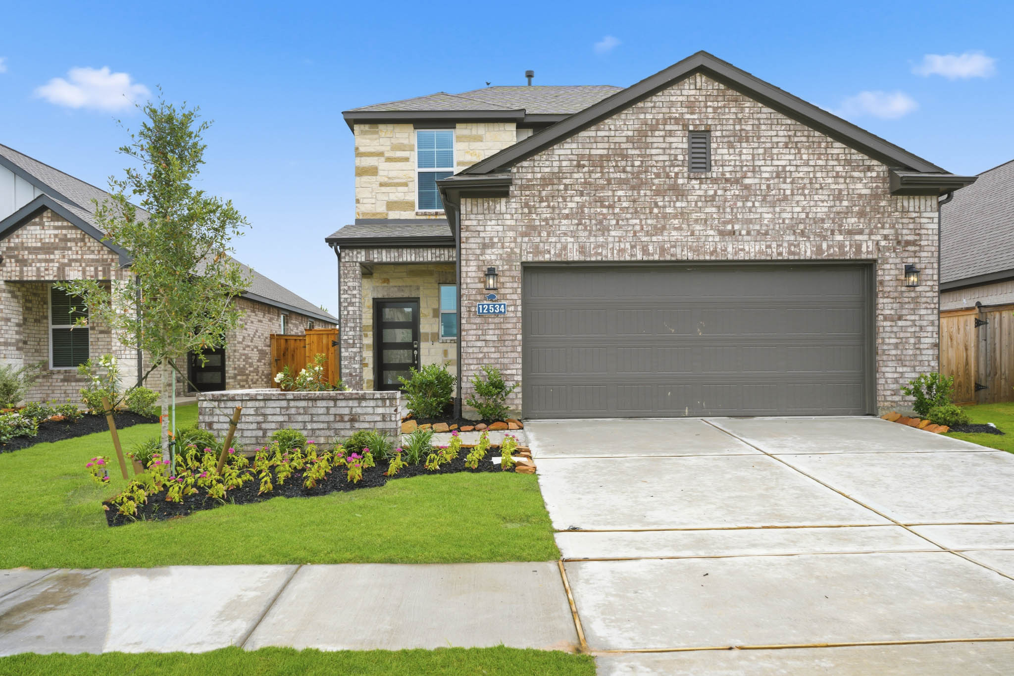 A house with a garage.
