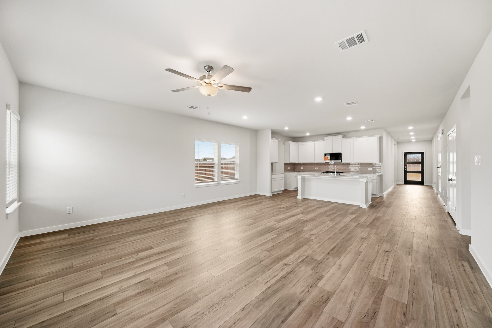 A large empty living room.