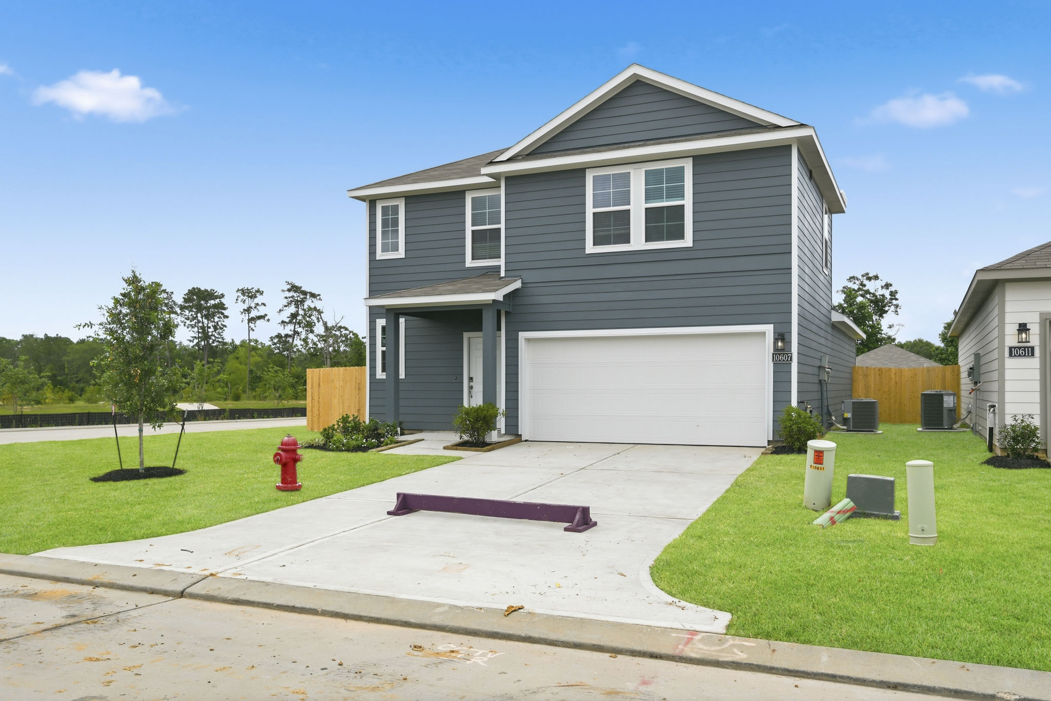 A house with a garage.