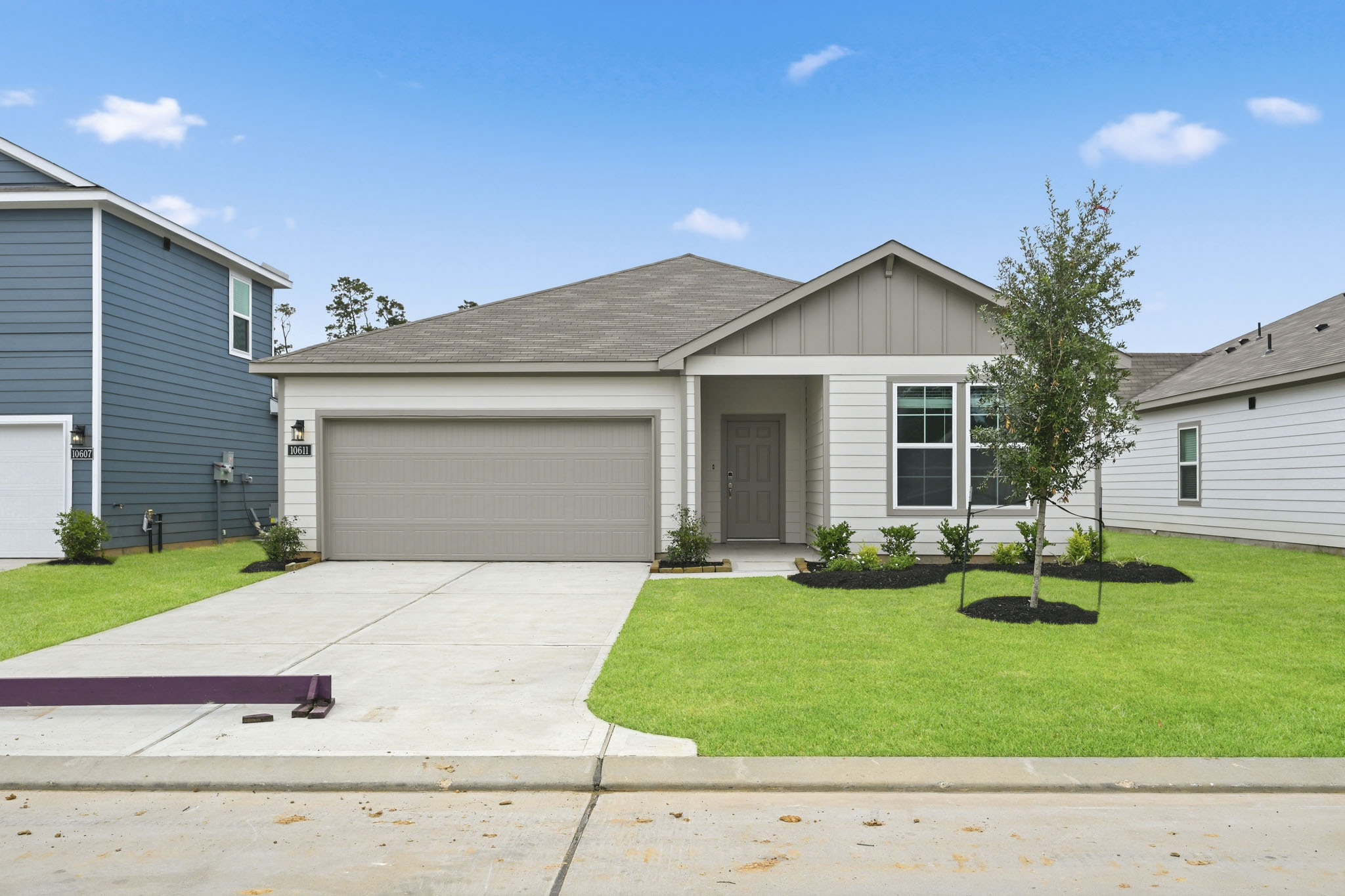 A house with a driveway.