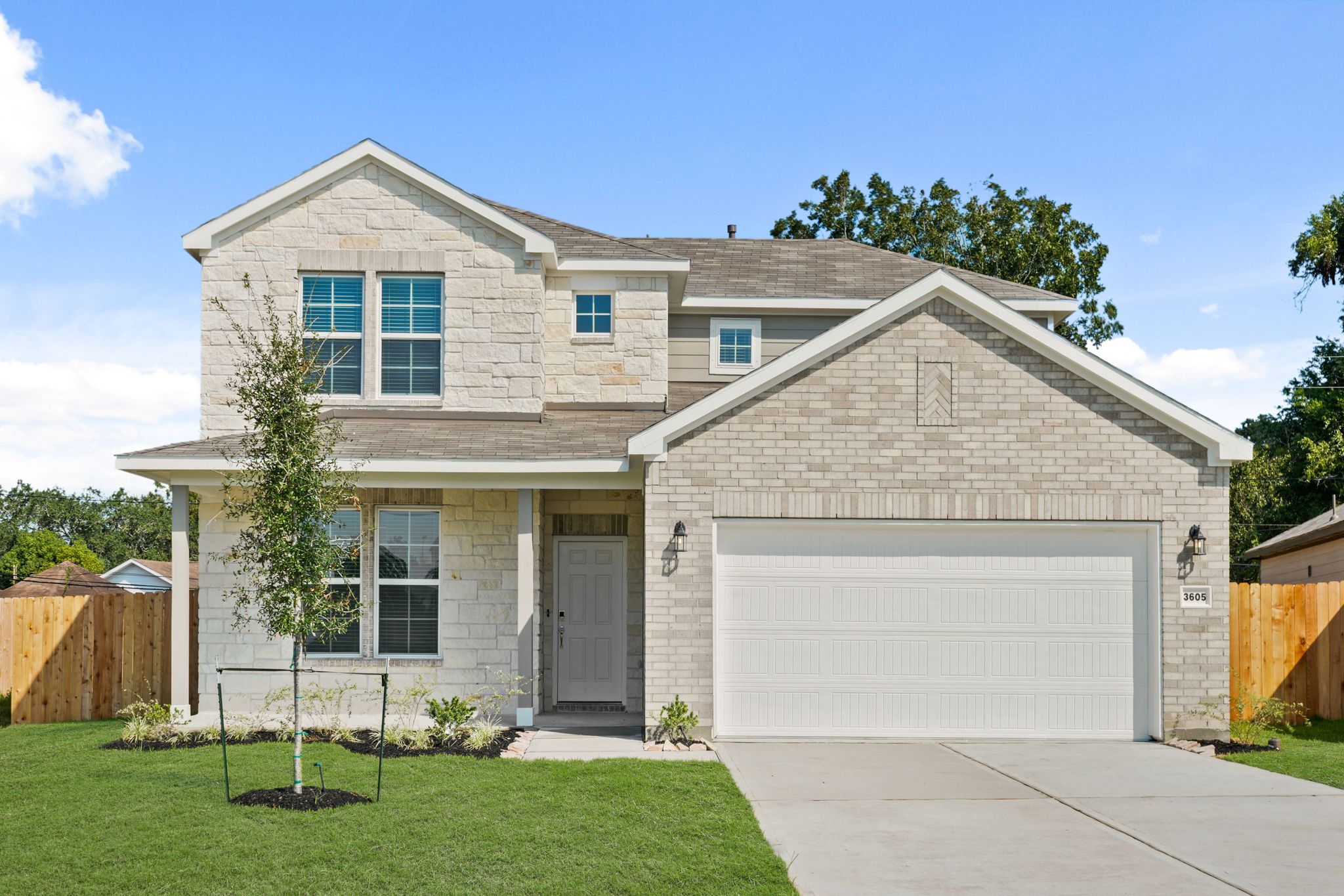 A house with a garage.