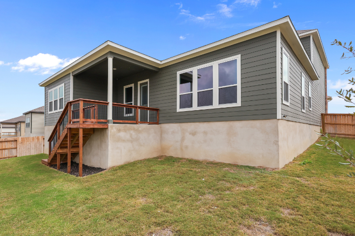 A house with a deck.