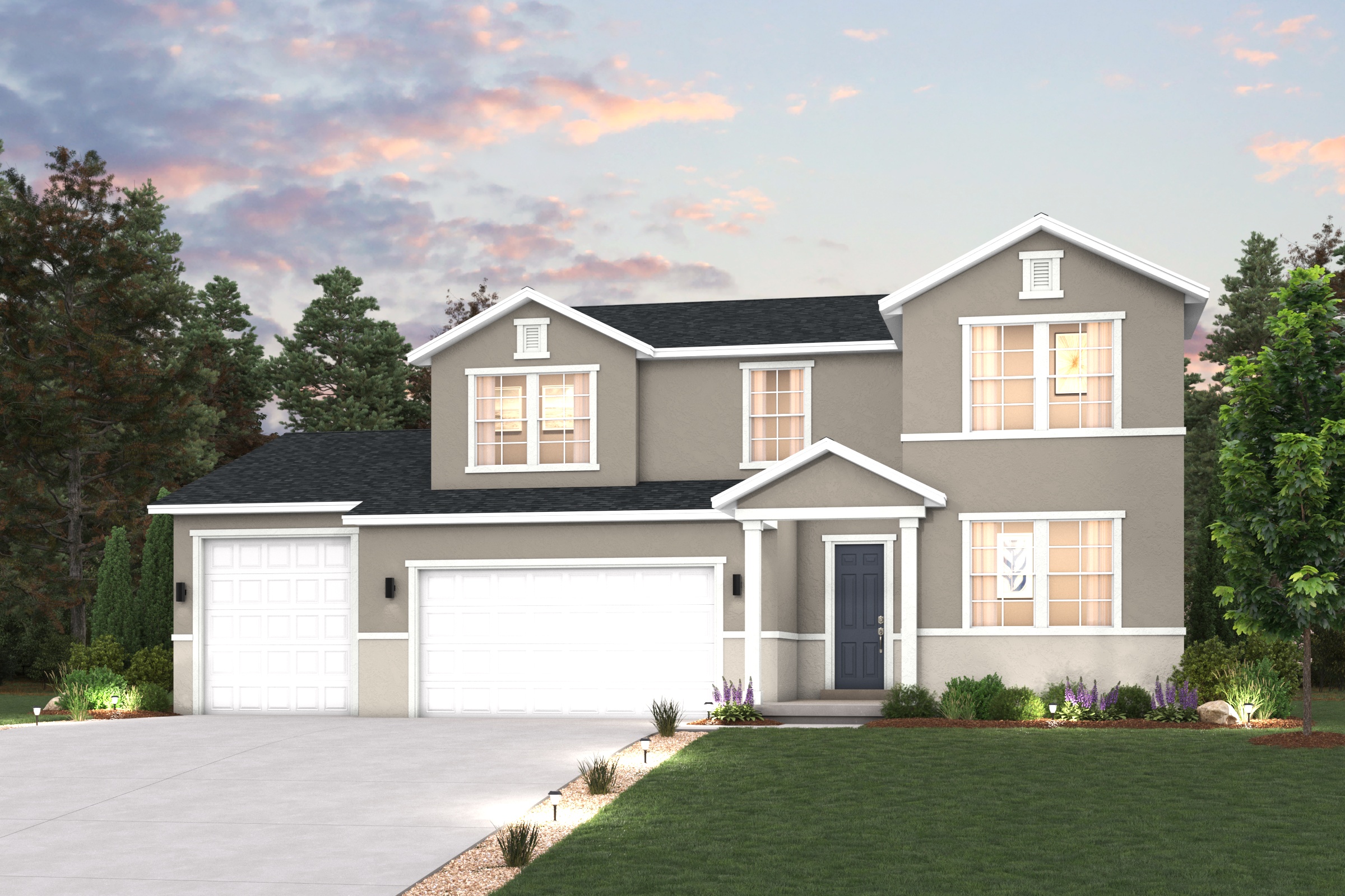 A house with a large front yard.