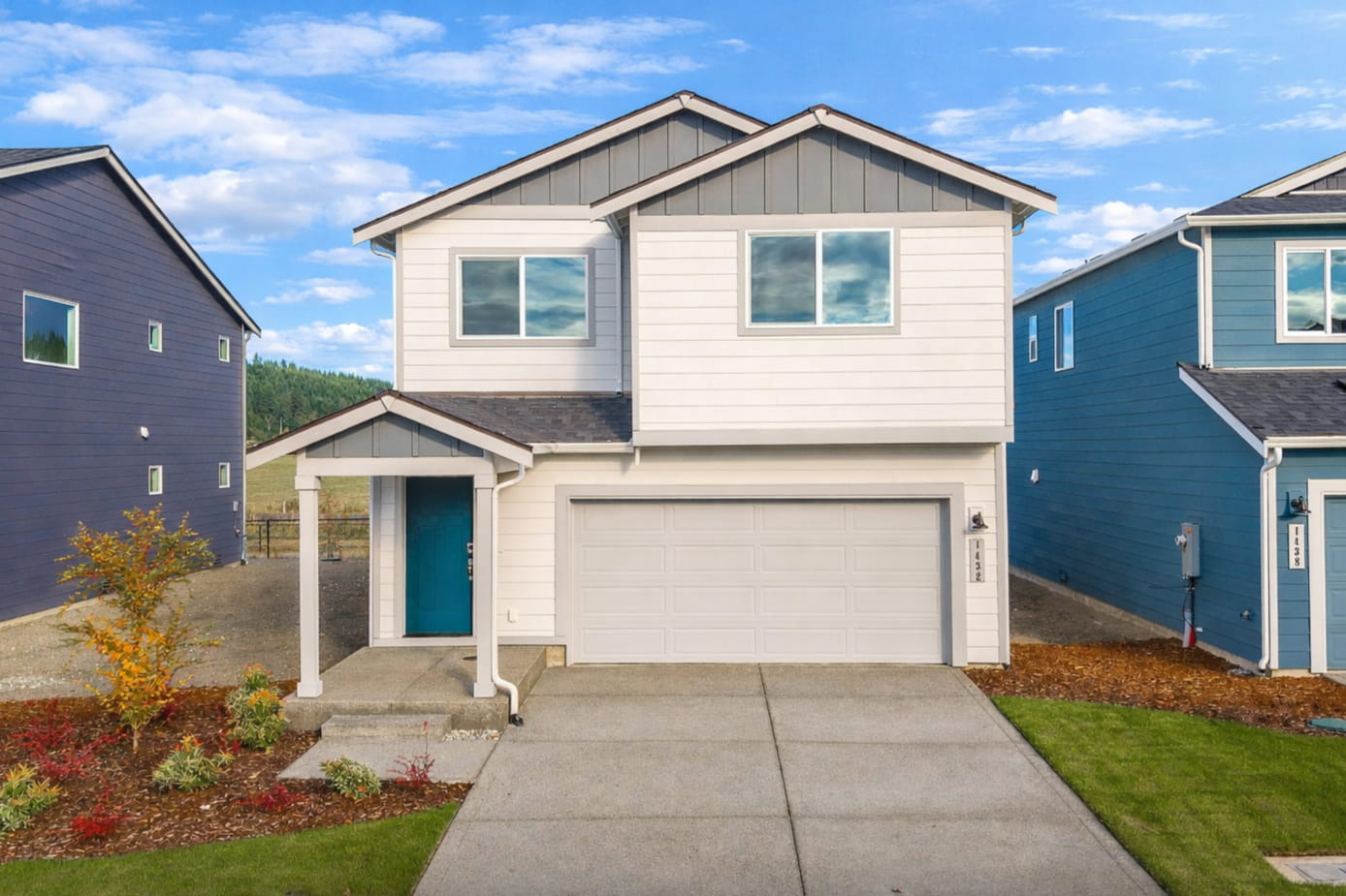 A house with a garage.