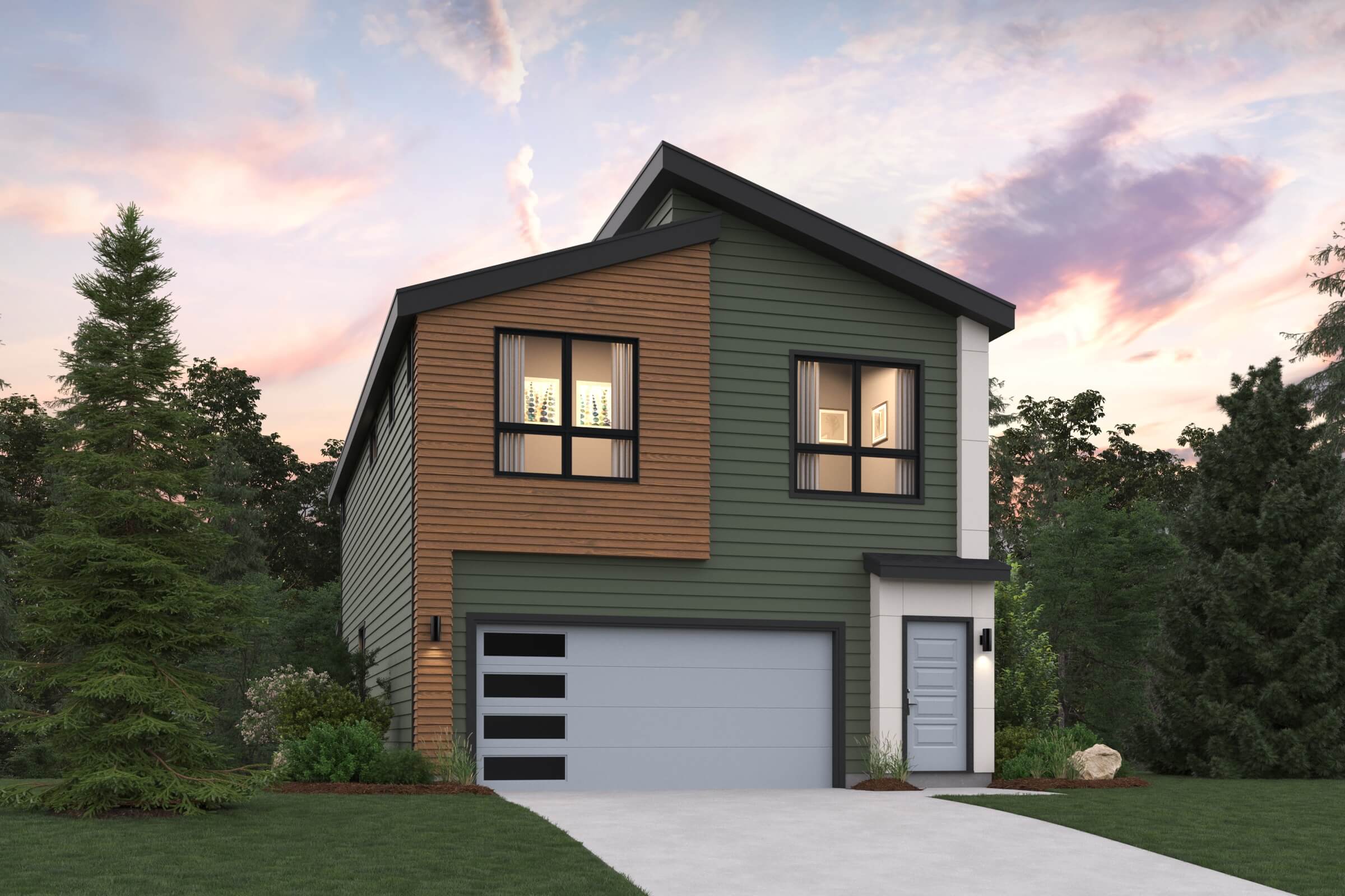 A house with a garage.