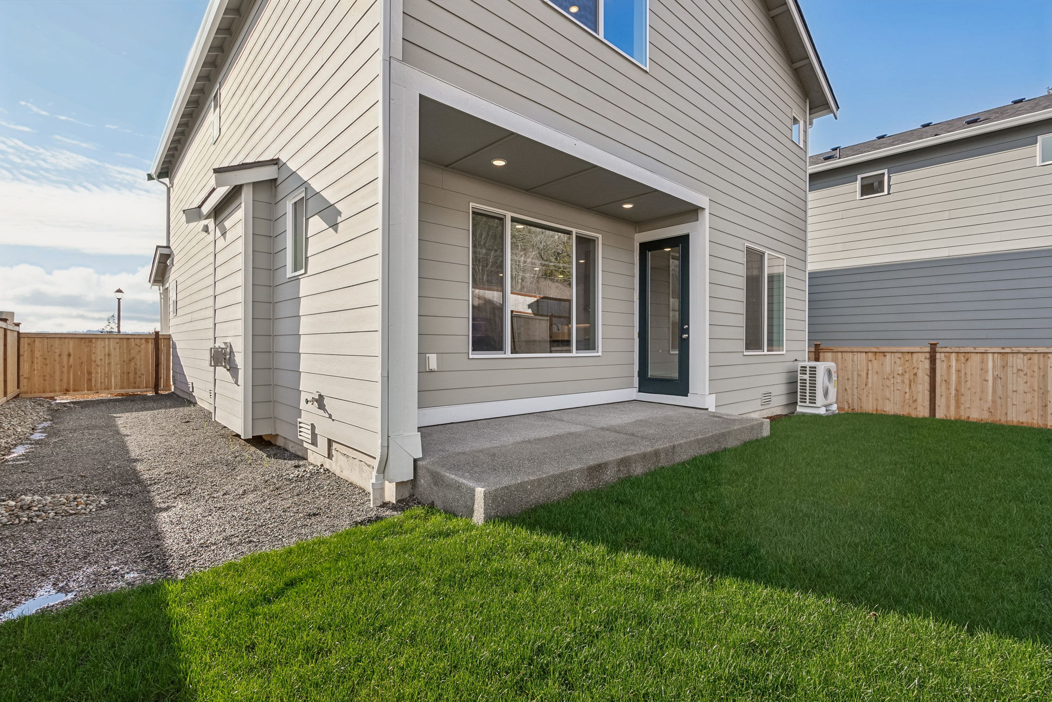 A house with a front yard.
