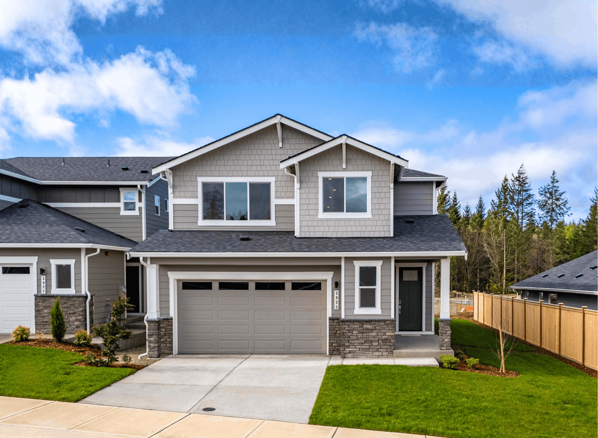 A house with a garage.