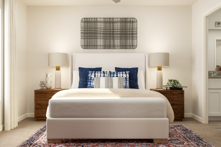 A white couch in a room.